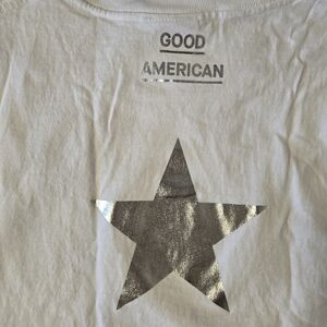 Good American Size Small White T-Shirt with Silver Stars